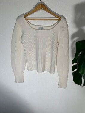 Madewell Cream Ribbed Scoop-Neck Sweater